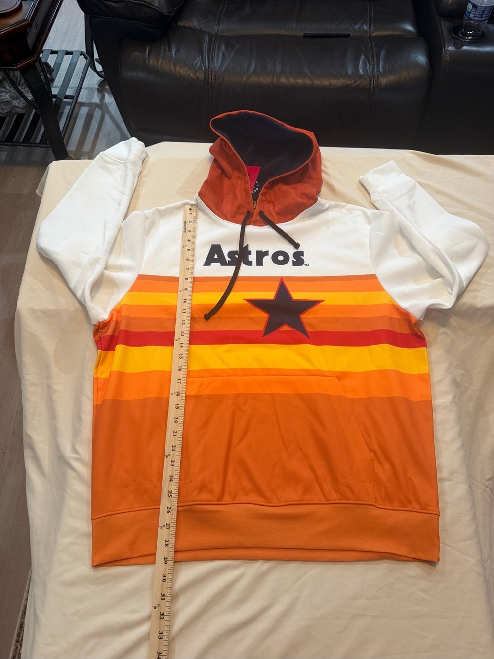 Houston Astros Fleece Hood Rainbow Body Hoodie Size XL ( Damaged See Pictures)